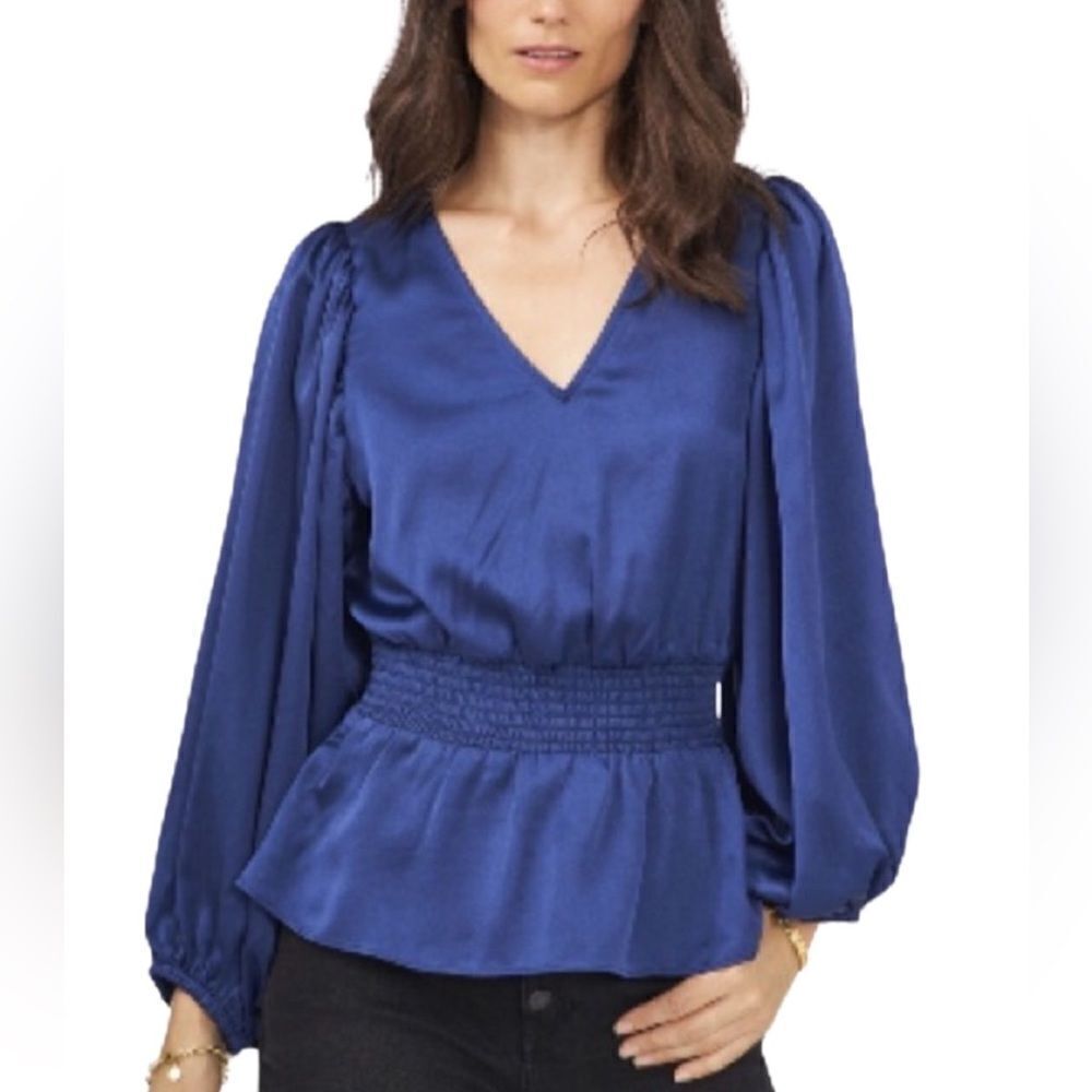 New w/tags Sam and Jess royal blue v neck blouse with smocked waist size XS